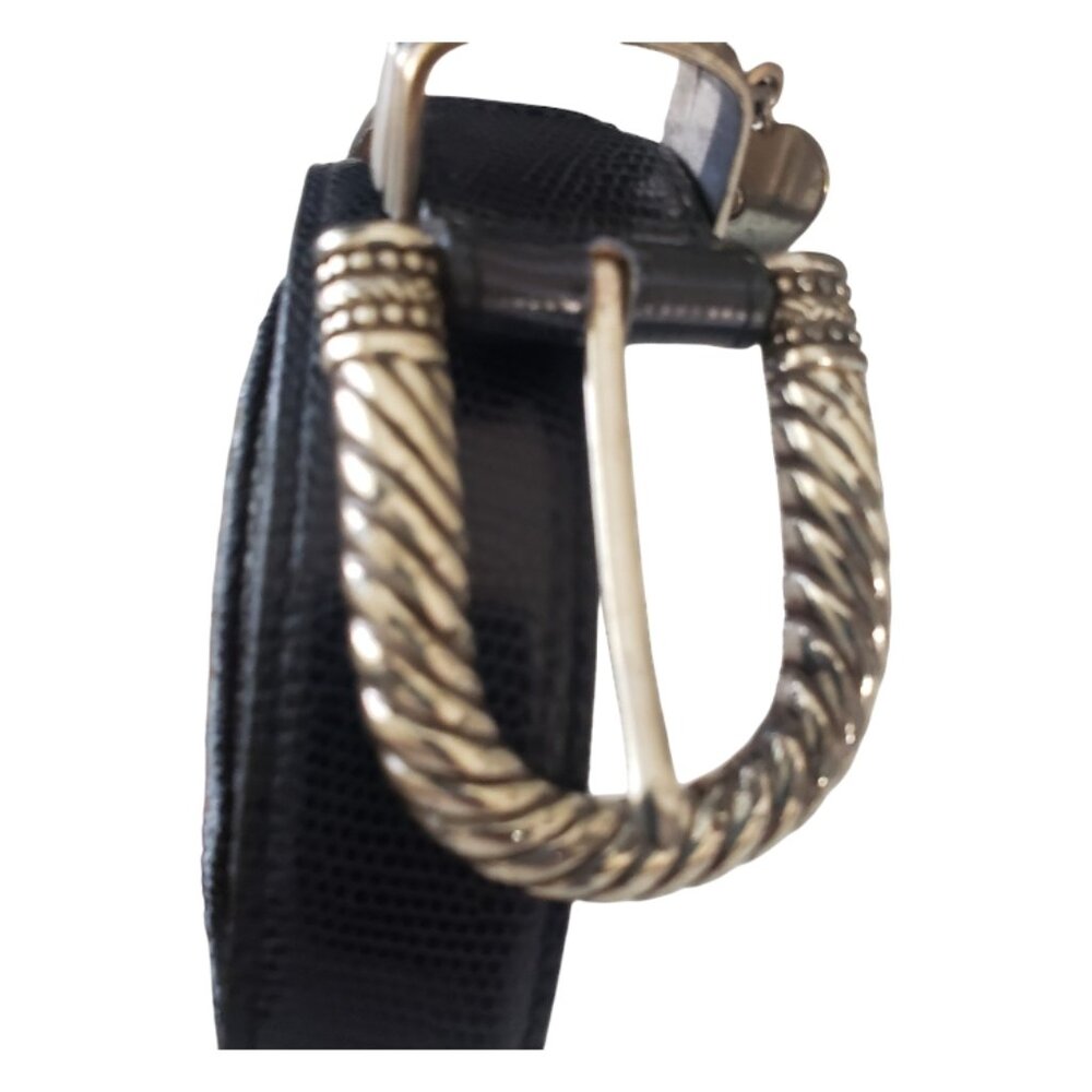 Brighton Vintage Black and Silver Tone Ladies Belt L 40" - Picture 2 of 12